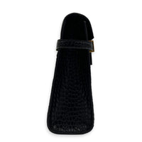Manhattan Shoulder Bag Black in Crocodile Embossed Calfskin, Gold hardware