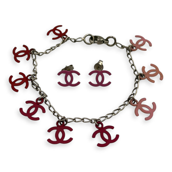 Vintage Set Gradient Multi CC Jewellery set Multi-colour in Resin & Metal, Silver hardware
