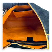 Jackie Shoulder Bag Black in Suede Leather, Silver hardware