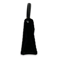 Braided Stitch Top Handle Bag Black in Crocodile Embossed Calfskin, Gold hardware