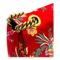 GG Marmont Shoulder Bag Red in Satin, Gold hardware