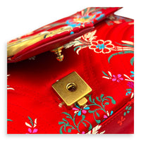 GG Marmont Shoulder Bag Red in Satin, Gold hardware