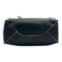 Papier Top Handle Bag Black with White Trim in Calfskin, Ruthenium hardware