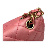 Precious Jewel Single Flap Pink Shoulder Bag in Calfskin, Gold hardware