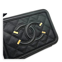 Filigree Shoulder Bag Black in Caviar Leather, Gold hardware