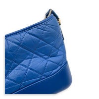 Gabrielle Small Blue Shoulder Bag in Calfskin, Gold hardware