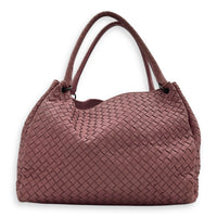 Intrecciato Shoulder Bag Pink in Lambskin, Ruthenium hardware