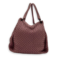 Intrecciato Shoulder Bag Pink in Lambskin, Ruthenium hardware