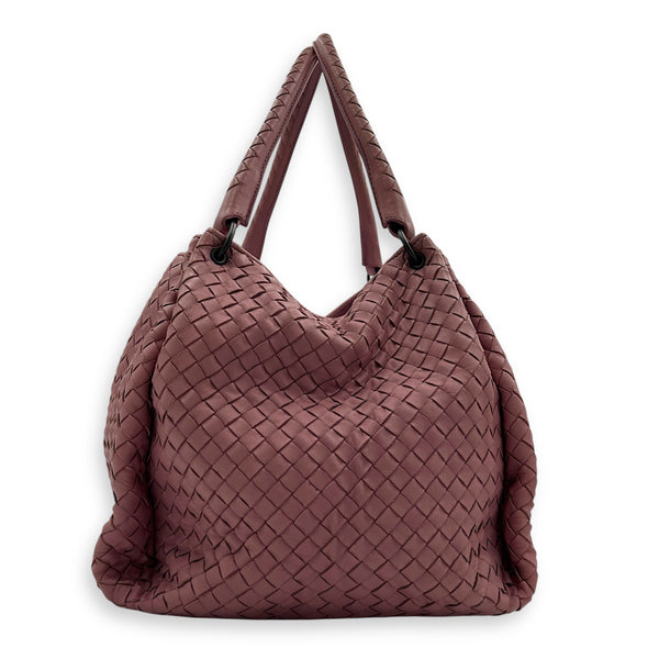 Intrecciato Shoulder Bag Pink in Lambskin, Ruthenium hardware