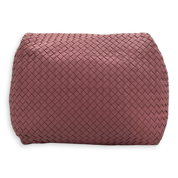 Intrecciato Shoulder Bag Pink in Lambskin, Ruthenium hardware