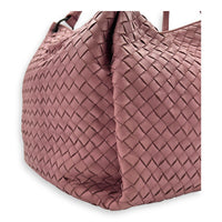 Intrecciato Shoulder Bag Pink in Lambskin, Ruthenium hardware
