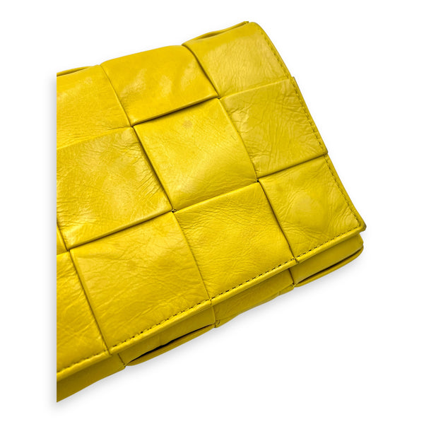 Cassette Crossbody Bag Yellow in Calfskin