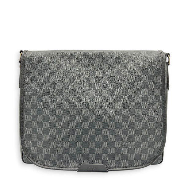 Daniel Shoulder Bag Black in Coated Canvas, Silver hardware