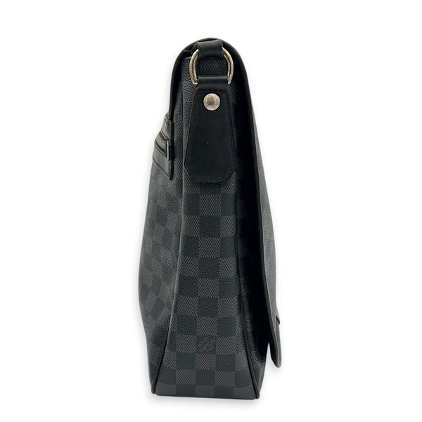 Daniel Shoulder Bag Black in Coated Canvas, Silver hardware