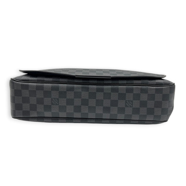 Daniel Shoulder Bag Black in Coated Canvas, Silver hardware