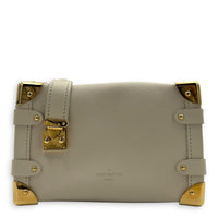 Side Trunk PM White Shoulder Bag in Taurillon Leather, Gold hardware