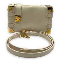 Side Trunk PM White Shoulder Bag in Taurillon Leather, Gold hardware