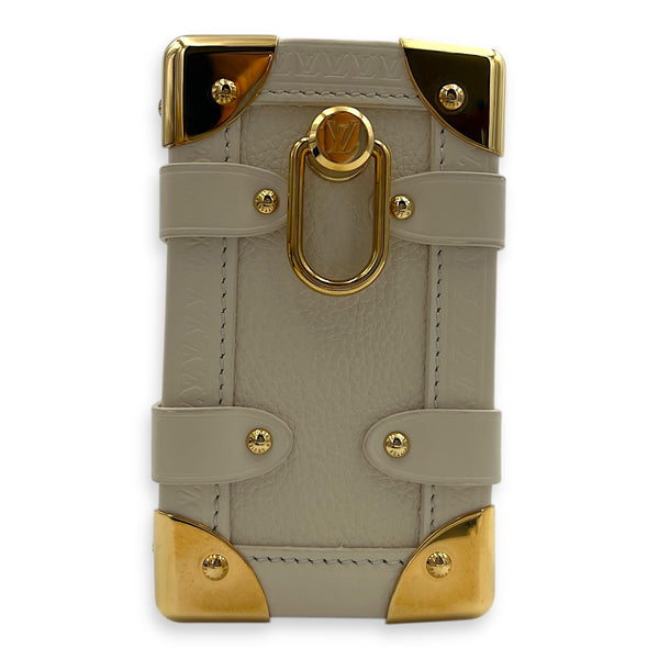 Side Trunk PM White Shoulder Bag in Taurillon Leather, Gold hardware