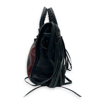 City Top Handle Bag Small Blue in Distressed Leather, Gunmetal hardware