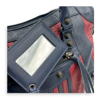 City Top Handle Bag Small Blue in Distressed Leather, Gunmetal hardware