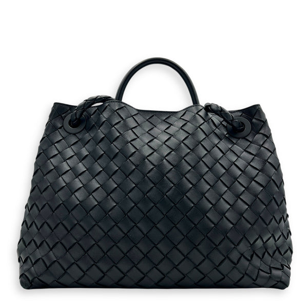 Andiamo Top Handle Bag Medium Black in Nappa Leather, Gold hardware