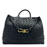 Andiamo Top Handle Bag Medium Black in Nappa Leather, Gold hardware