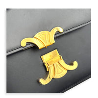 Triomphe Shoulder Bag Black in Calfskin, Gold hardware