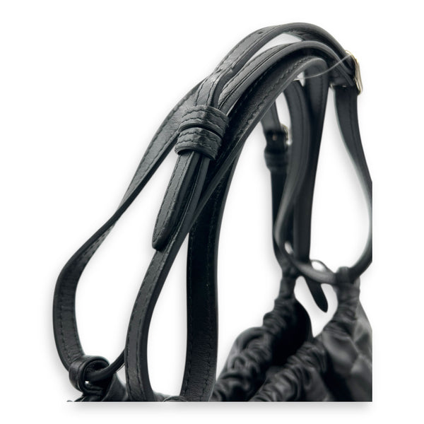 Deco Tote Bag Black in Calfskin, Silver hardware