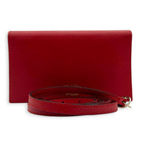 Logo Wallet On Chain Red in Calfskin, Gold hardware
