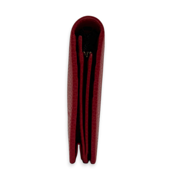 Logo Wallet On Chain Red in Calfskin, Gold hardware