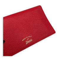 Logo Wallet On Chain Red in Calfskin, Gold hardware