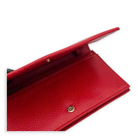 Logo Wallet On Chain Red in Calfskin, Gold hardware