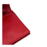 Logo Wallet On Chain Red in Calfskin, Gold hardware