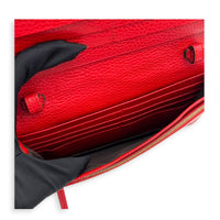 Logo Wallet On Chain Red in Calfskin, Gold hardware