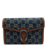 Dionysus Wallet On Chain Blue in Denim, Silver hardware