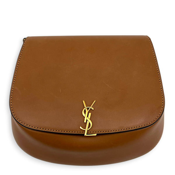 Voltaire Mini Brown Top Handle Bag in Calfskin, Gold hardware