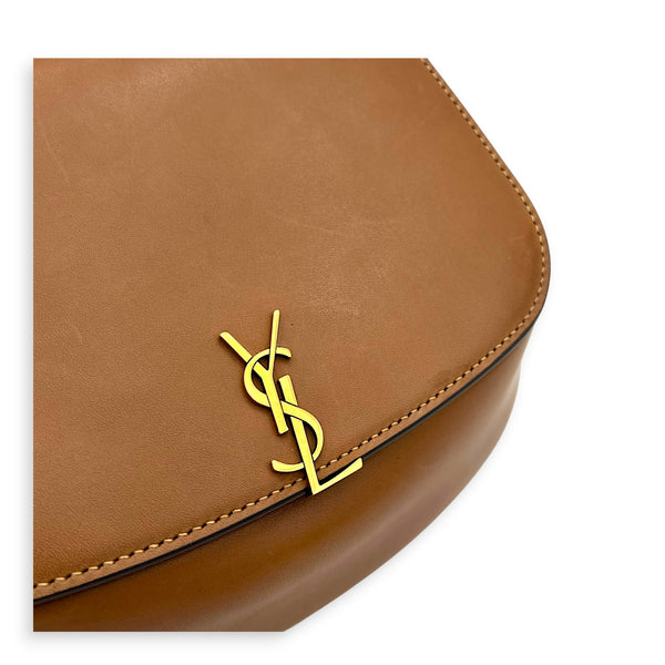 Voltaire Mini Brown Top Handle Bag in Calfskin, Gold hardware