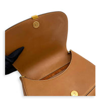 Voltaire Mini Brown Top Handle Bag in Calfskin, Gold hardware