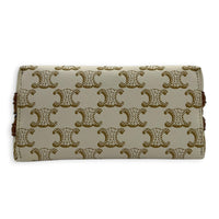 Triomphe Clutch on Chain Shoulder Bag White in Coated Canvas, Gold hardware