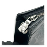 Gaston Wearable Wallet Shoulder Bag Black in Monogram Coated Canvas, Silver hardware