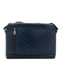 Discovery Messenger Blue in Embossed Leather, Silver hardware