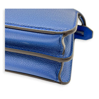 Peekaboo Shoulder Bag Blue in Calfskin, Silver hardware
