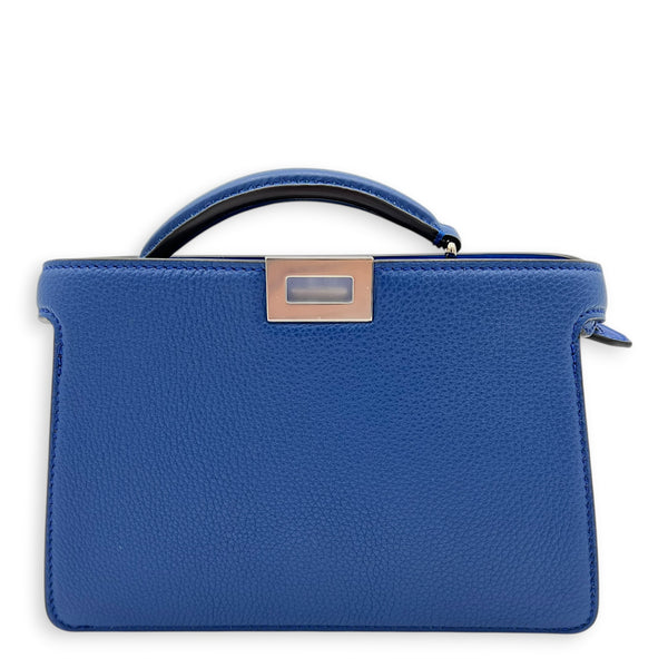 Peekaboo Shoulder Bag Blue in Calfskin, Silver hardware
