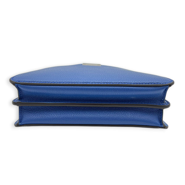 Peekaboo Shoulder Bag Blue in Calfskin, Silver hardware