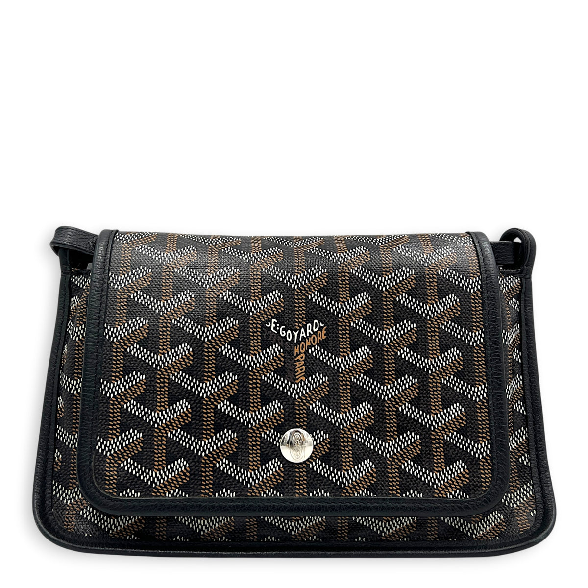 Plumet Pocket Shoulder Bag Black in Coated Canvas, Silver hardware