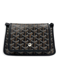Plumet Pocket Shoulder Bag Black in Coated Canvas, Silver hardware