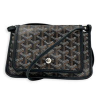 Plumet Pocket Shoulder Bag Black in Coated Canvas, Silver hardware