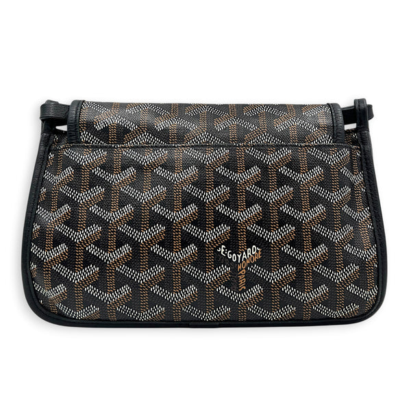 Plumet Pocket Shoulder Bag Black in Coated Canvas, Silver hardware