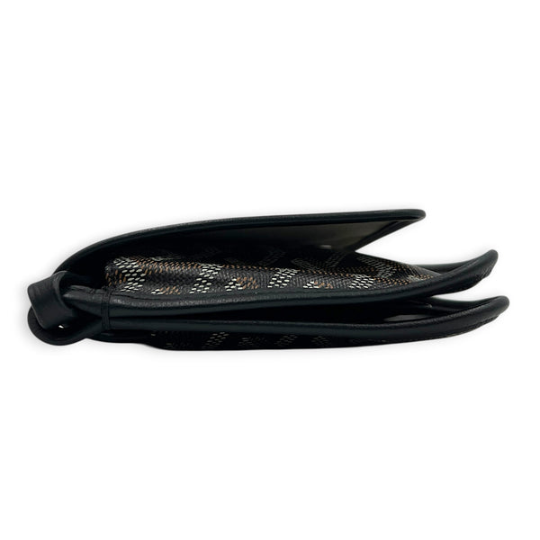 Plumet Pocket Shoulder Bag Black in Coated Canvas, Silver hardware