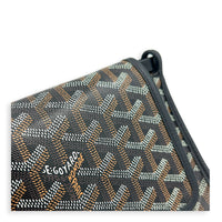 Plumet Pocket Shoulder Bag Black in Coated Canvas, Silver hardware